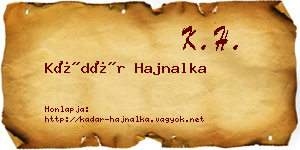 Kádár Hajnalka névjegykártya